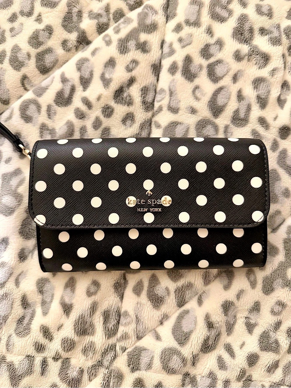 Kate Spade Polka Dot Wristlet Wallet in Black & White NWT